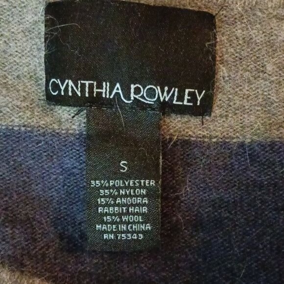 Cynthia Rowley Sweater Gray Blue Striped Angora Wool Blend Womens Size S - Picture 5 of 6
